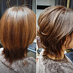 守山区志段味にある美容室Ritta 光と影と白髪を操るハイライトデザインカラー